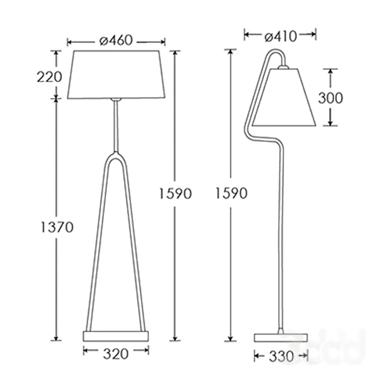COUPOLE & ALFA floor lamp - Торшеры - 3D модель-0