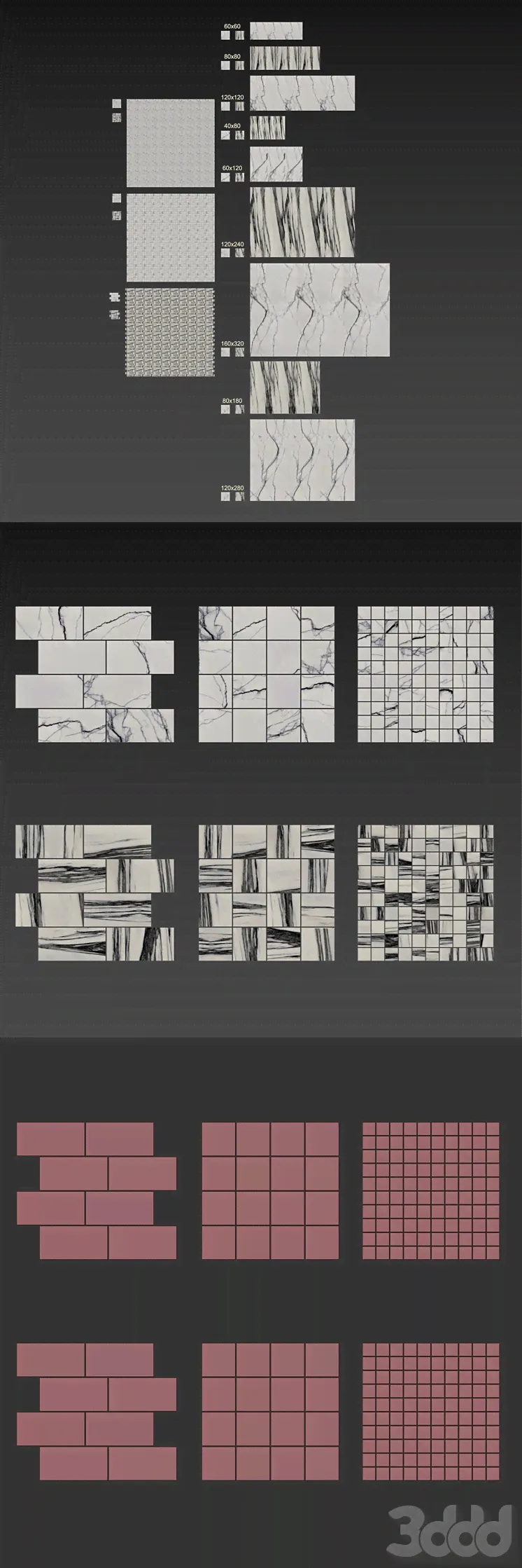 Architectural Design Floor gres Breach Fall B&W MARBLE set 1 - Кафель, Плитка - 3D модель-1